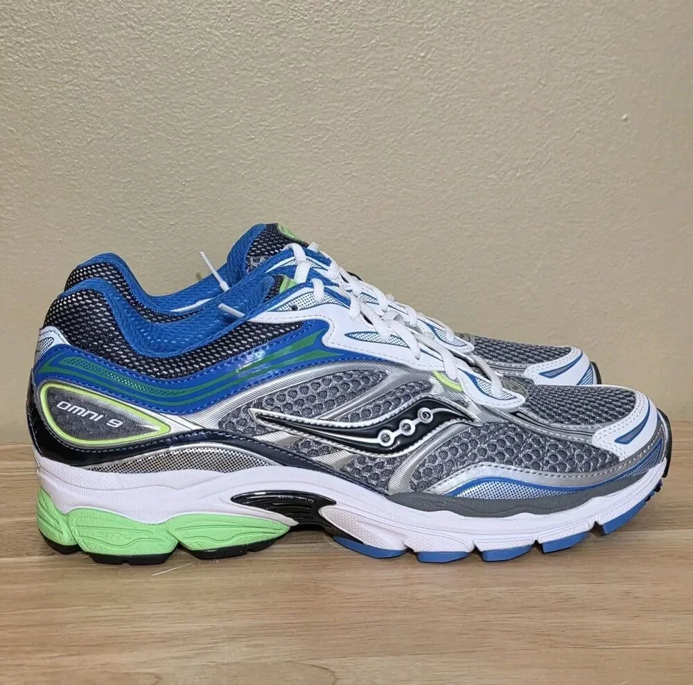 Saucony Progrid Omni 9 Grey Slime Green Blue S70739-59 Men's Size 10